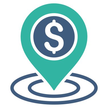 Doları pozisyon düz vektör simgesi