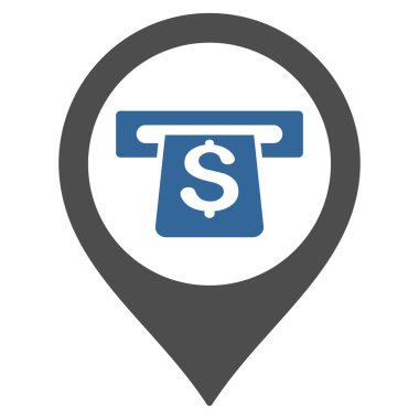 ATM harita işaretleyici düz vektör simgesi