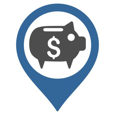 Banka harita işaretleyici düz vektör simgesi