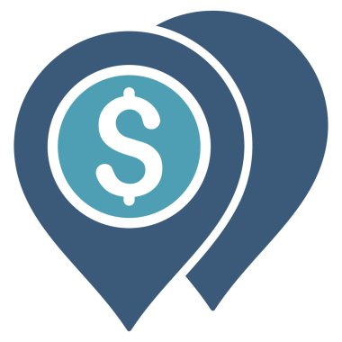 Banka harita işaretçiler düz vektör simgesi