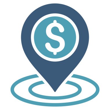 Doları pozisyon düz vektör simgesi