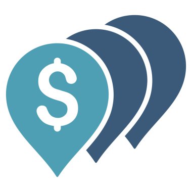 Para harita işaretçiler düz vektör simgesi