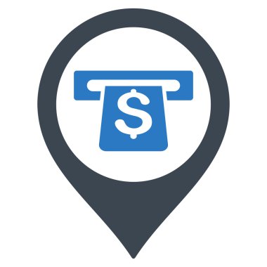 ATM harita işaretleyici düz vektör simgesi