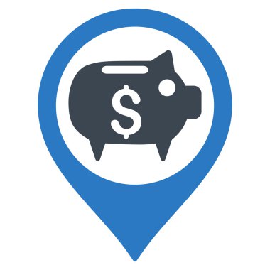 Banka harita işaretleyici düz vektör simgesi