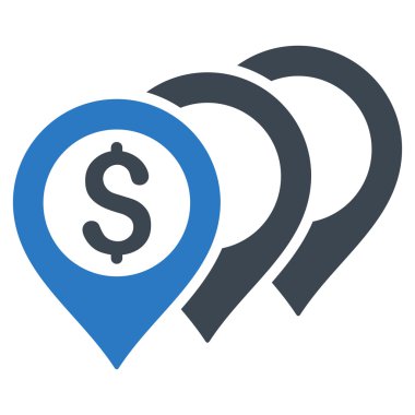 Doları harita işaretçiler düz vektör simgesi