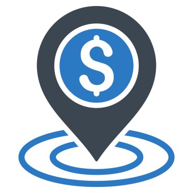 Doları pozisyon düz vektör simgesi