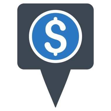 Para harita işaretleyici düz vektör simgesi