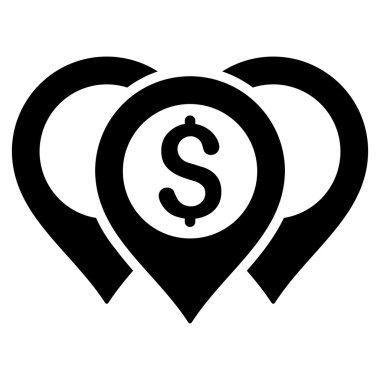 Doları harita işaretçiler düz vektör simgesi