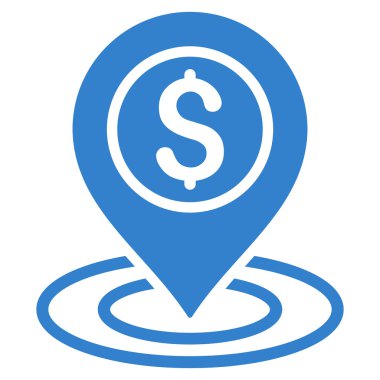 Doları pozisyon düz vektör simgesi