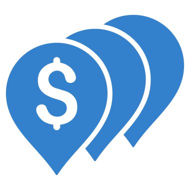 Para harita işaretçiler düz vektör simgesi