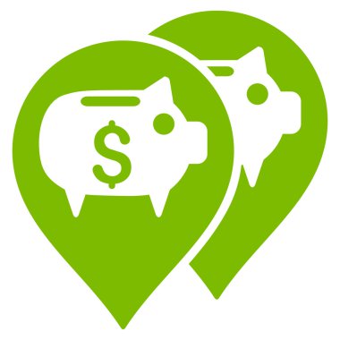 Banka harita işaretçiler düz vektör simgesi