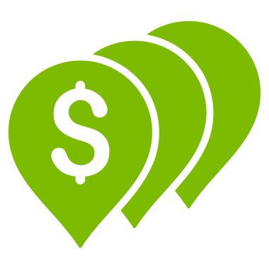 Para harita işaretçiler düz vektör simgesi