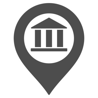 Banka Binası işaretçi düz vektör simgesi