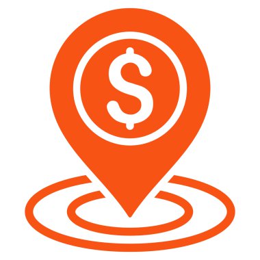 Doları pozisyon düz vektör simgesi