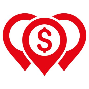Doları harita işaretçiler düz vektör simgesi