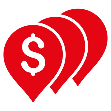 Para harita işaretçiler düz vektör simgesi