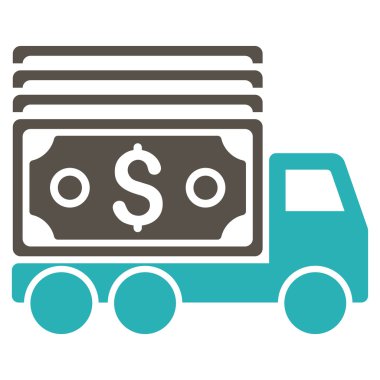 Para kamyon düz vektör simgesi