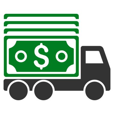 Para kamyon düz vektör simgesi