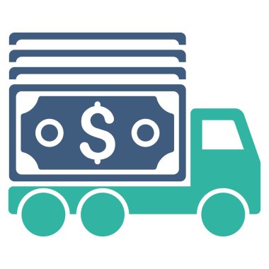 Para kamyon düz vektör simgesi