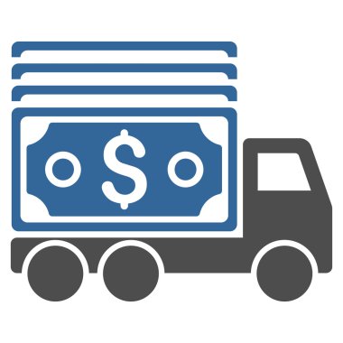 Para kamyon düz vektör simgesi