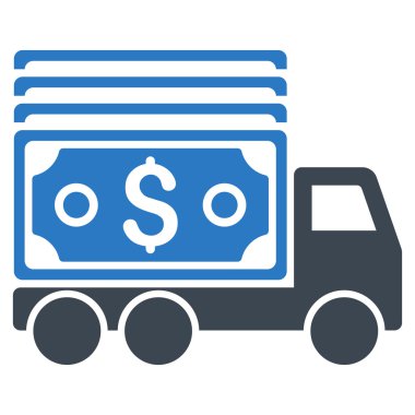 Para kamyon düz vektör simgesi