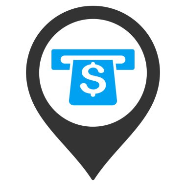 ATM harita işaretleyici düz glif simgesi