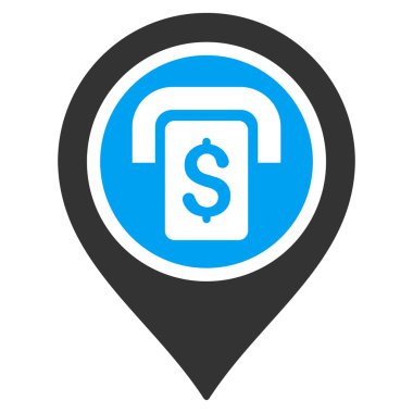 ATM harita işaretleyici düz glif simgesi