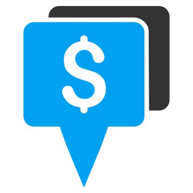 Banka harita işaretçiler düz glif simgesi