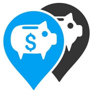 Banka harita işaretçiler düz glif simgesi