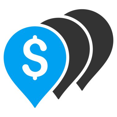 Para harita işaretçiler düz glif simgesi