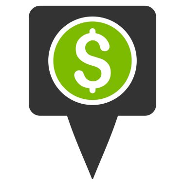 Para harita işaretleyici düz glif simgesi