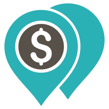 Banka harita işaretçiler düz glif simgesi