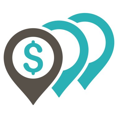 Doları harita işaretçiler düz glif simgesi