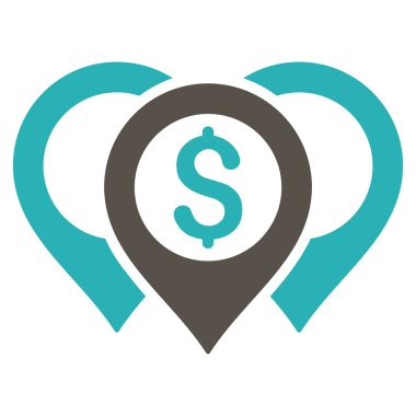 Doları harita işaretçiler düz glif simgesi