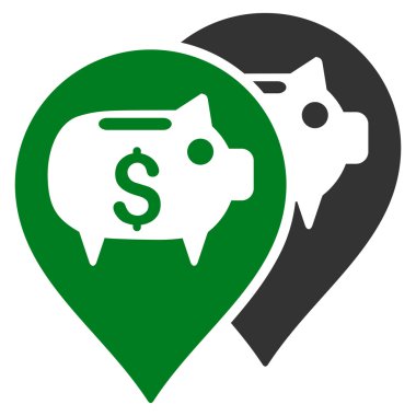 Banka harita işaretçiler düz glif simgesi