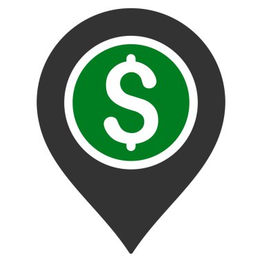 Doları banka işaretçi düz glif simgesi