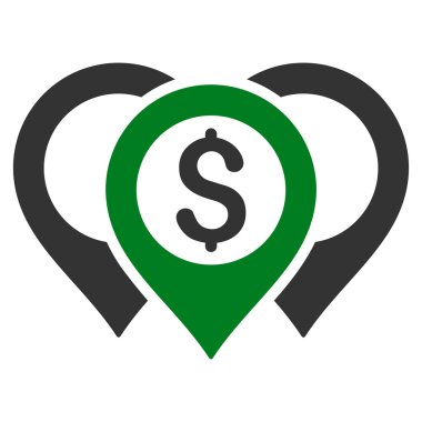 Doları harita işaretçiler düz glif simgesi