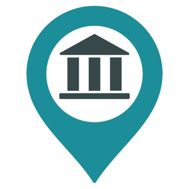 Banka Binası işaretçi düz glif simgesi