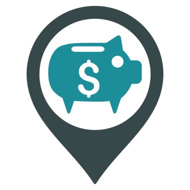 Banka harita işaretleyici düz glif simgesi