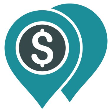 Banka harita işaretçiler düz glif simgesi