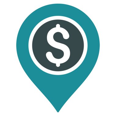 Doları banka işaretçi düz glif simgesi