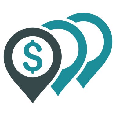 Doları harita işaretçiler düz glif simgesi