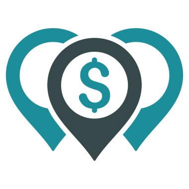 Doları harita işaretçiler düz glif simgesi