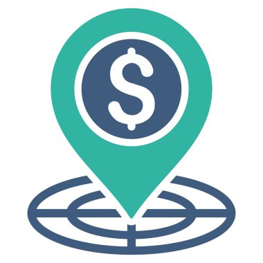 Banka yer düz glif simgesi