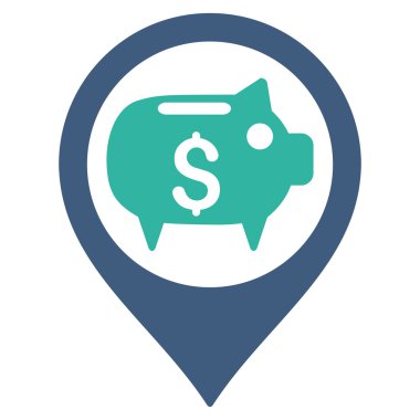 Banka harita işaretleyici düz glif simgesi