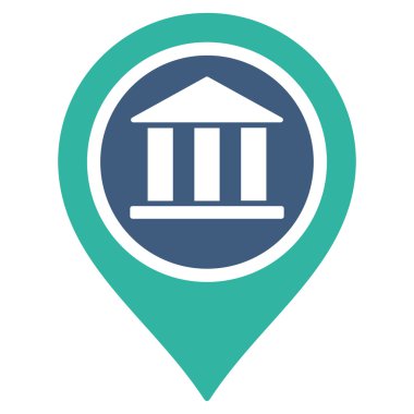 Banka harita işaretçi düz glif simgesi