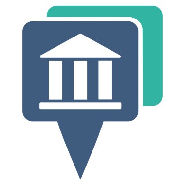 Banka harita işaretçiler düz glif simgesi