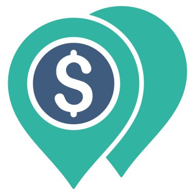 Banka harita işaretçiler düz glif simgesi