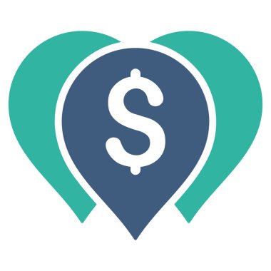 Para harita işaretleri düz glif simgesi