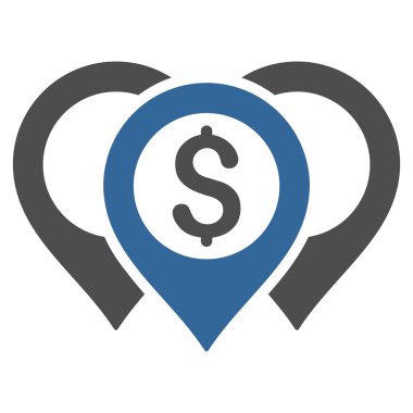 Doları harita işaretçiler düz glif simgesi